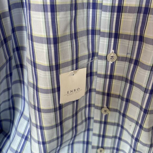 ENRO Non-Iron Dress Shirt Long Sleeve Button Up SIZE XL NEW TAGS PURPLE PLAID - Picture 4 of 6